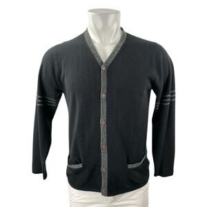 French Connection Men's Black Long Sleeve Button Up Cardigan Sweater Top Size M